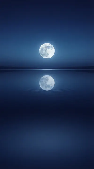 湖面に映る月の待ち受け画像