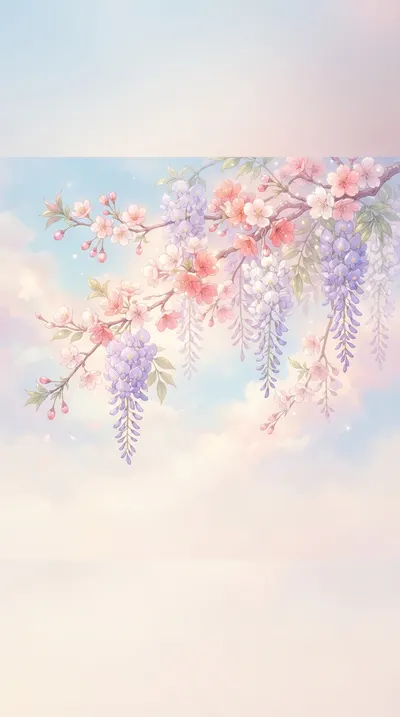 桜と藤の復縁待ち受け画像